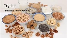  Presentation with nuts milk - Cool new presentation theme with antioxidants protein dietary fibre backdrop and a soft green colored foreground