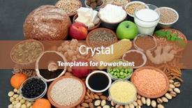  Presentation with vegan food - Cool new slide set with antioxidants protein vitamins anthocyanins minerals backdrop and a tawny brown colored foreground