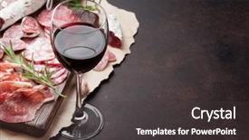  Presentation with bacon - Colorful presentation theme enhanced with antipasti - salami sliced ham sausage prosciutto backdrop and a dark gray colored foreground