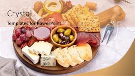  Presentation with nuts - Slide deck having antipasto-board-with-prosciutto-salami background and a yellow colored foreground