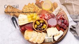  Presentation with nuts - Presentation theme having antipasto-board-with-prosciutto-salami background and a yellow colored foreground