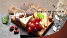  Presentation with wine cheese - Slide deck having antipasto-plate-with-cheese-figs background and a coral colored foreground