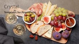  Presentation with wine cheese - Amazing presentation design having antipasto-plate-with-prosciutto-cheese backdrop and a coral colored foreground