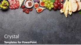  Presentation with cheese - Presentation design having antipasto-plate-with-prosciutto-cheese background and a dark gray colored foreground
