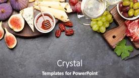  Presentation with wine cheese - Colorful presentation theme enhanced with antipasto-plate-with-prosciutto-cheese backdrop and a gray colored foreground