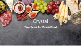  Presentation with wine cheese - Presentation theme having antipasto-plate-with-prosciutto-cheese background and a gray colored foreground