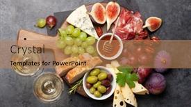  Presentation with wine cheese - Amazing slide deck having antipasto-plate-with-prosciutto-cheese backdrop and a coral colored foreground