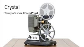  Presentation with projector - Audience pleasing theme consisting of antique 8mm home movie projector backdrop and a white colored foreground
