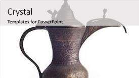 Presentation with arabic - Cool new slide deck with antique arabic coffee pot backdrop and a light gray colored foreground