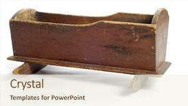  Presentation with antique - Audience pleasing PPT layouts consisting of antique baby crib or rocker backdrop and a sky blue colored foreground