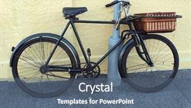  Presentation with pole - Amazing presentation theme having antique baker's bike chained backdrop and a ocean colored foreground