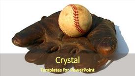  Presentation with vintage baseball - Theme enhanced with antique baseball and glove background and a tawny brown colored foreground