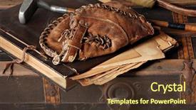  Presentation with vintage scrapbook - Amazing slide deck having antique baseball glove golf club backdrop and a tawny brown colored foreground