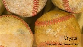  Presentation with vintage antique retro terrestrial globe - Theme with antique baseballs on vintage patriotic background and a gold colored foreground