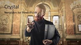  Presentation with antique - Slide set enhanced with antique bible - priest warning a sinner background and a coral colored foreground