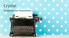  Presentation with black paper - Slides with antique black typewriter with empty background and a cool aqua colored foreground