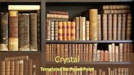  Presentation with library - Presentation design with antique-books-on-bookshelf background and a tawny brown colored foreground