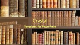  Presentation with antique - Colorful presentation theme enhanced with antique-books-on-bookshelf backdrop and a tawny brown colored foreground
