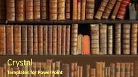  Presentation with library - Slide set having antique-books-on-bookshelf background and a tawny brown colored foreground