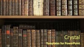  Presentation with old book - Beautiful PPT theme featuring antique books on old wooden backdrop and a tawny brown colored foreground