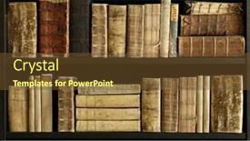  Presentation with antique - Slide deck with antique-books-on-old-wooden background and a tawny brown colored foreground