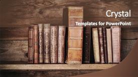  Presentation with antique - Cool new PPT layouts with antique books on old wooden backdrop and a tawny brown colored foreground