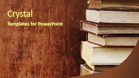  Presentation with vintage book - Colorful slide deck enhanced with antique books on wooden shelf backdrop and a tawny brown colored foreground