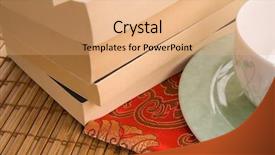  Presentation with tan book stack stacks of books - Slides enhanced with antique books stack of books background and a coral colored foreground