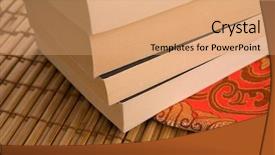  Presentation with stack books - Audience pleasing PPT theme consisting of antique books stack of books backdrop and a coral colored foreground