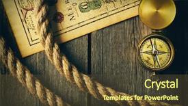  Presentation with compass map - Colorful slide set enhanced with antique brass compass and rope backdrop and a tawny brown colored foreground