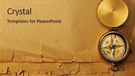  Presentation with old compass antique paper - Presentation consisting of antique brass compass over old paper background background and a yellow colored foreground