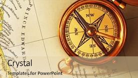  Presentation with old map - Amazing PPT theme having antique brass compass over old backdrop and a  colored foreground