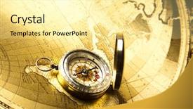  Presentation with old map - Presentation theme with antique brass compass over old background and a blonde colored foreground