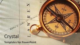  Presentation with compass map - Presentation theme consisting of antique brass compass over old background and a  colored foreground