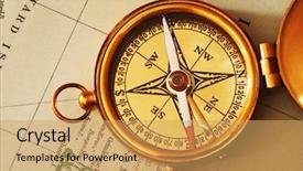  Presentation with compass map - PPT layouts featuring antique brass compass over old background and a yellow colored foreground