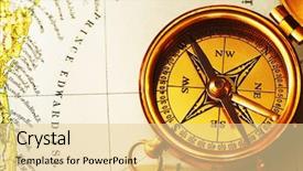  Presentation with old map - PPT theme having antique brass compass over old background and a  colored foreground