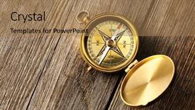 Presentation with compass - Theme having antique brass compass over wooden background and a coral colored foreground