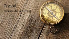  Presentation with antique brass compass and rope - Presentation design having tile floor view to backyard background and a  colored foreground.