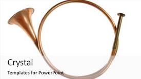  Presentation with coach - Theme having antique british coach horn isolated background and a  colored foreground