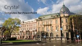  Presentation with ukraine - PPT theme having antique-building-in-lviv-ukraine background and a light blue colored foreground