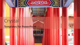  Presentation with antique - Presentation theme having antique-building-red-column background and a coral colored foreground