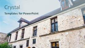  Presentation with antique france - Theme enhanced with antique-building-view-in-dourdan background and a sky blue colored foreground