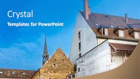  Presentation with antique france - PPT theme enhanced with antique-building-view-in-dourdan background and a teal colored foreground