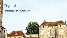  Presentation with antique france - Theme with antique-building-view-in-dourdan background and a sky blue colored foreground