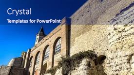  Presentation with antique france - Presentation theme featuring antique-building-view-in-dreux background and a navy blue colored foreground