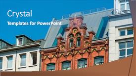  Presentation with antique - Colorful slide set enhanced with antique-building-view-in-kiel backdrop and a teal colored foreground