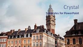  Presentation with antique france - Audience pleasing theme consisting of antique-building-view-in-lille backdrop and a sky blue colored foreground