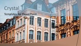  Presentation with antique france - Amazing PPT layouts having antique-building-view-in-lille backdrop and a light blue colored foreground