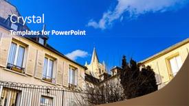  Presentation with antique france - PPT theme enhanced with antique-building-view-in-montfort background and a cobalt blue colored foreground