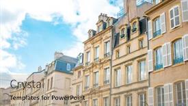  Presentation with antique france - Slide set featuring antique-building-view-in-old background and a coral colored foreground
